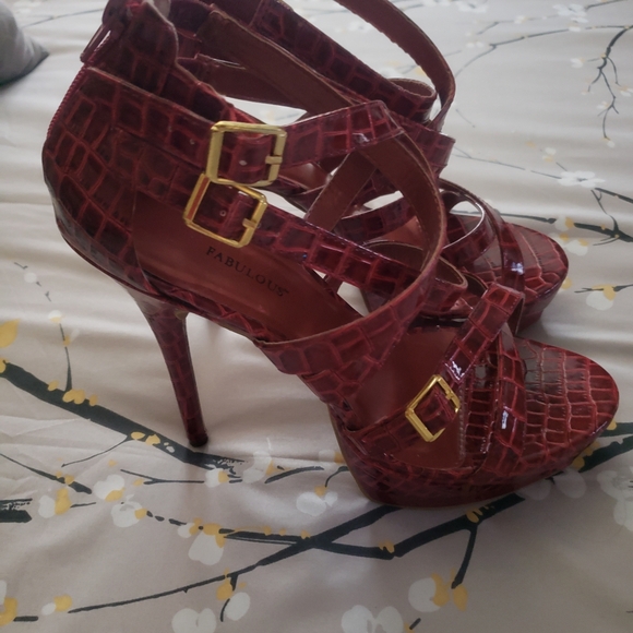 Just Fab by Jessie Red Snake Skin Print Heels 👠 😍 - Picture 7 of 11